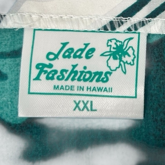 Vintage Jade Fashions Green White Made in Hawaii Tropical Floral Dress XXL READ - Picture 2 of 11